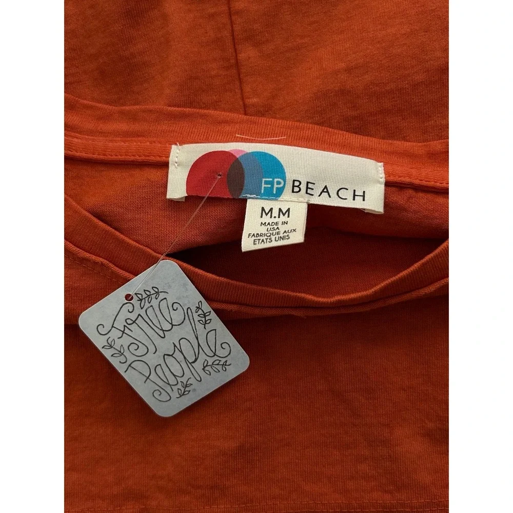 Free People FP Beach Rose Tyrie Ruched Sleeve Boxy Crop Top NWT Size M